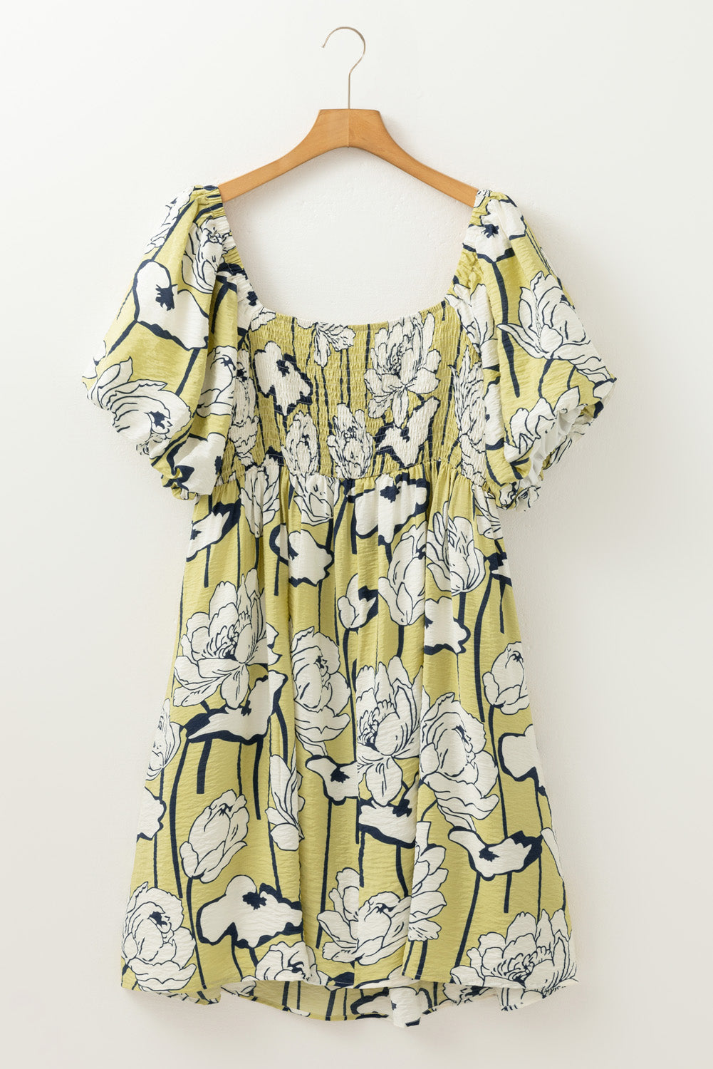 Plus Size Floral Puff Sleeve Dress