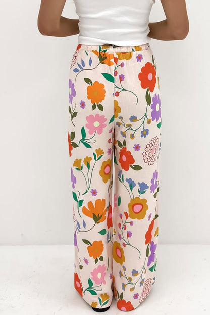 Floral Drawstring Waist Loose Pants