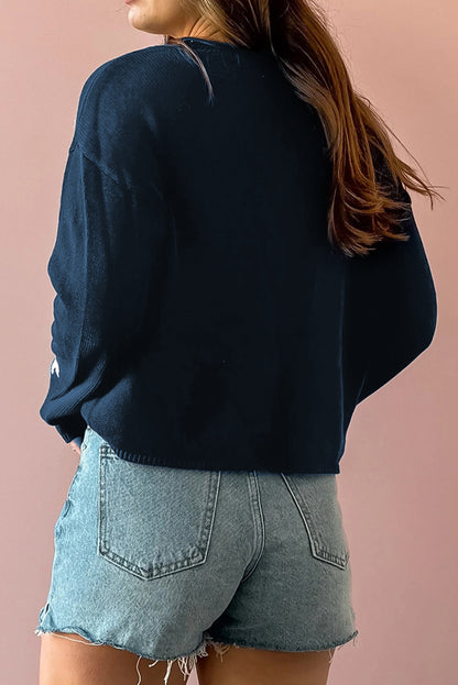 Star Knitted Drop Shoulder Sweater