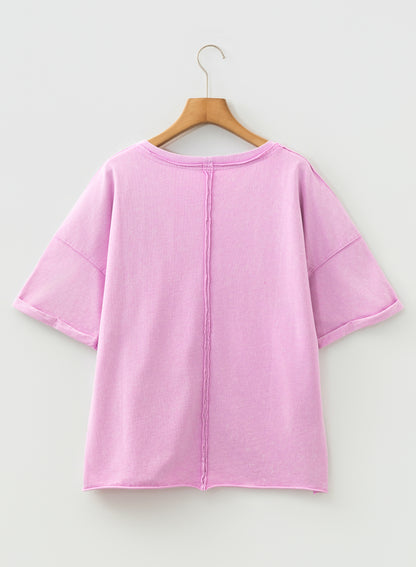 Mineral Wash Drop Shoulder Raw Edge Tee