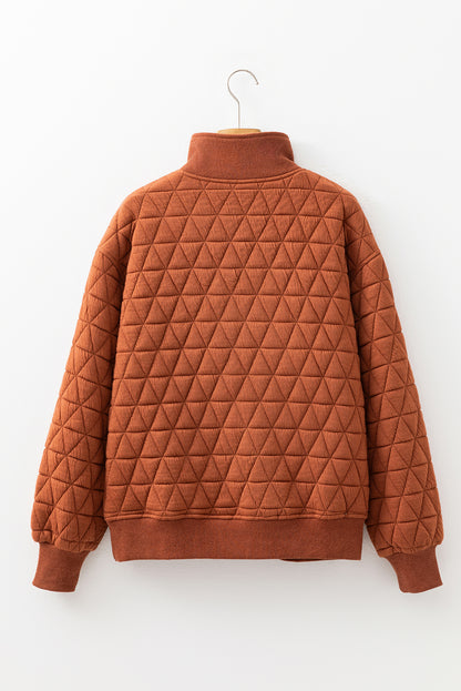 Geometric Quilted Half-Zip Sweatshirt