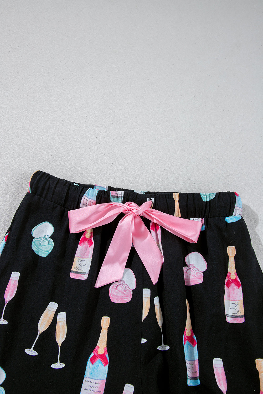 Valentine Wine Glass Bow Tie Pajama Set