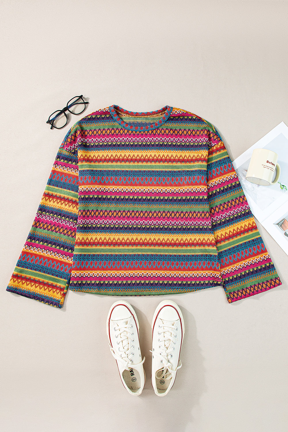 Boho Stripe Long Sleeve T-Shirt