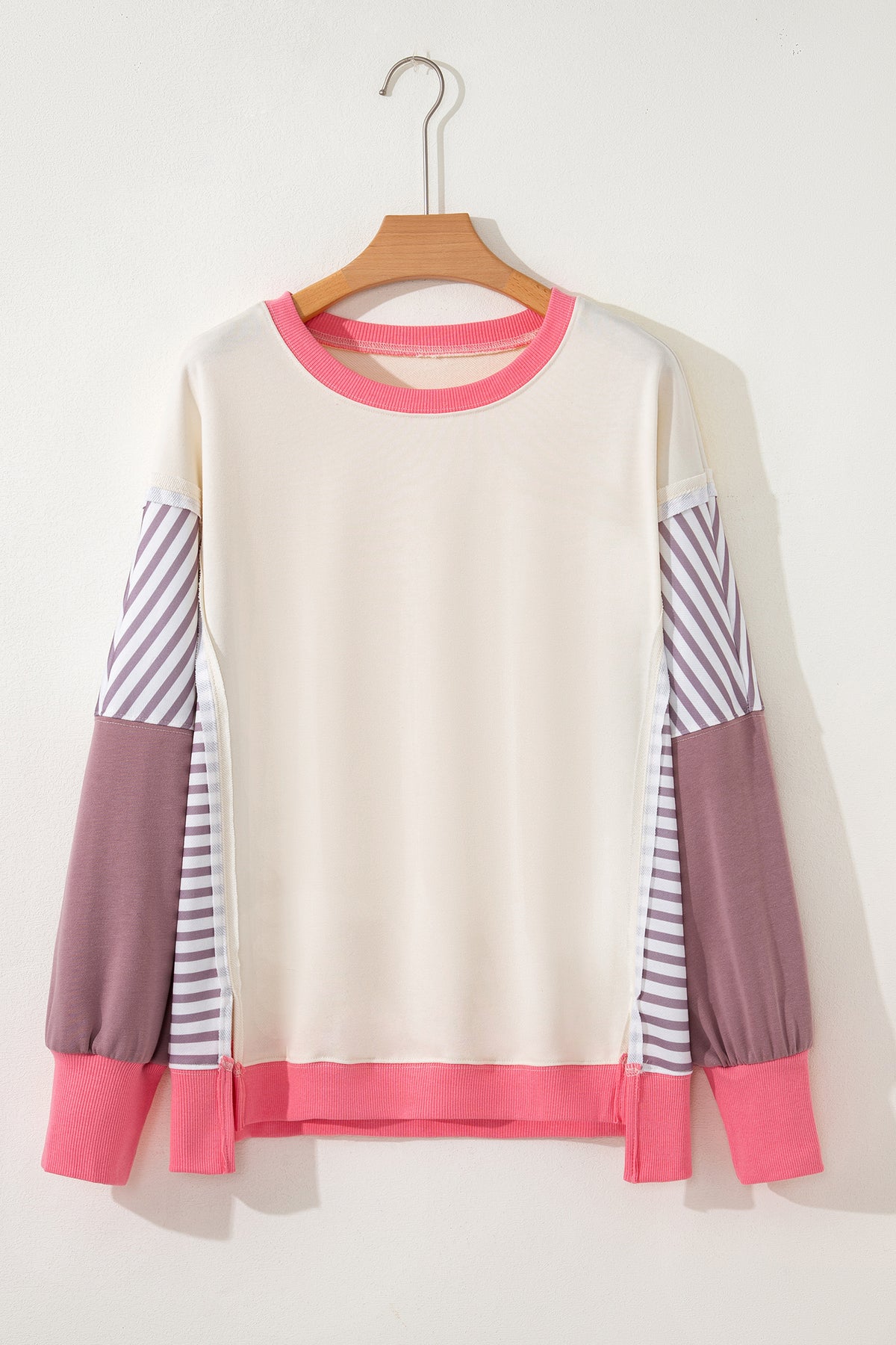 Colorblock Stripe Patchwork Dolman Sleeve Sweatshirt