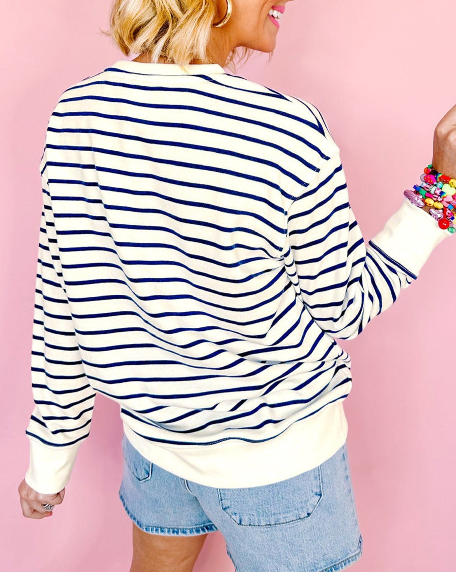 Stripe Firecracker Embroidered Sweatshirt