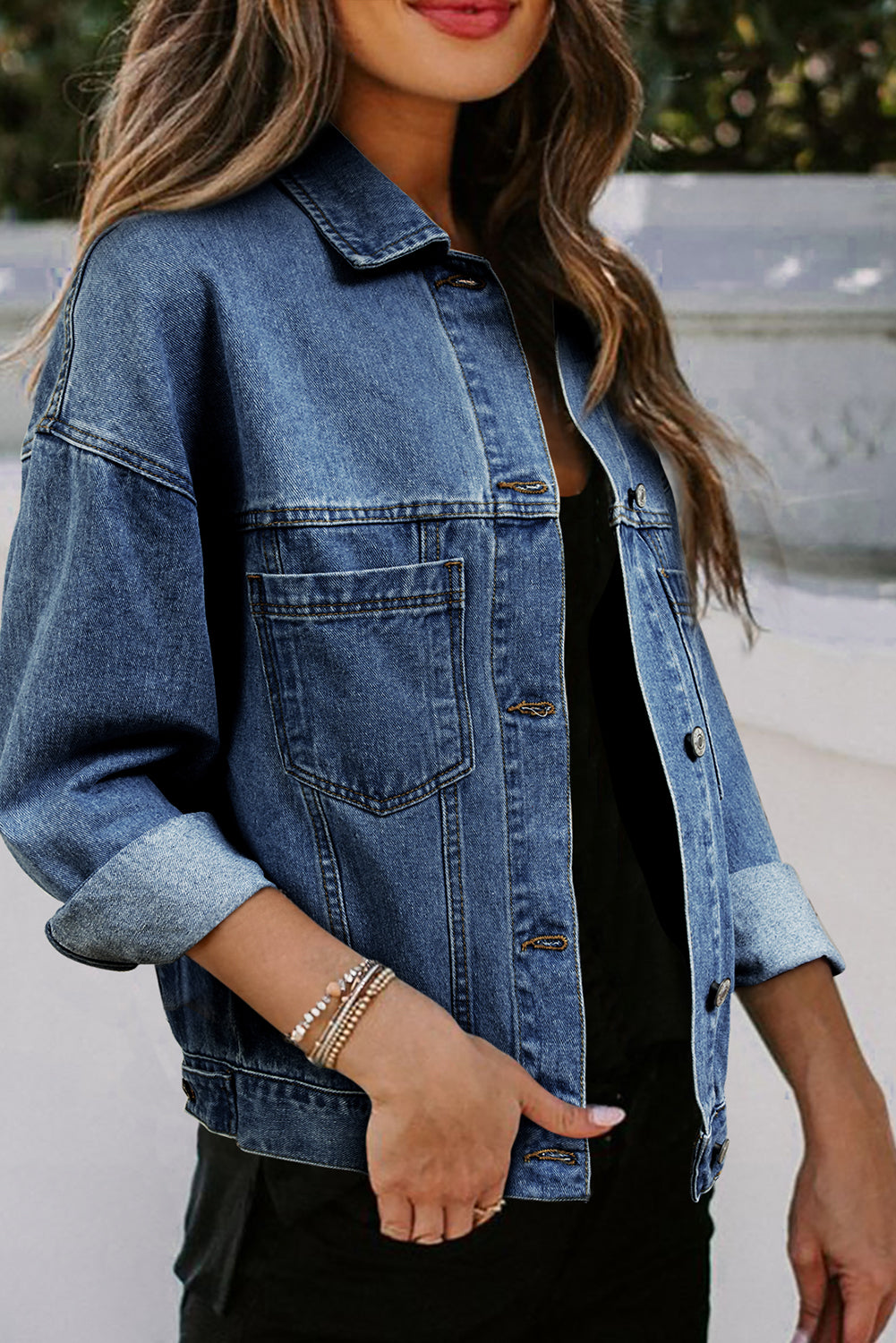 Denim Acid Washed Pocketed Jacket