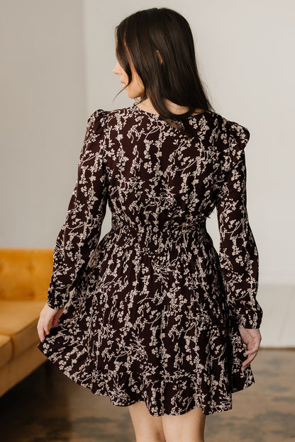 Ditsy Floral Long Sleeve Flared Mini Dress