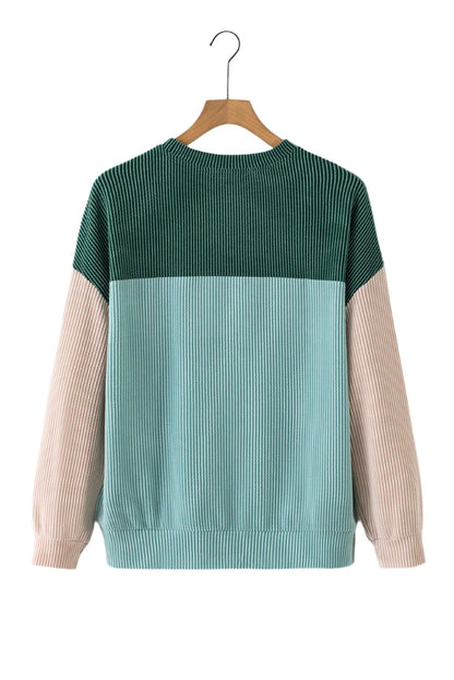 Colorblock Rib Textured Knit Top