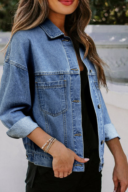 Denim Acid Washed Pocketed Jacket