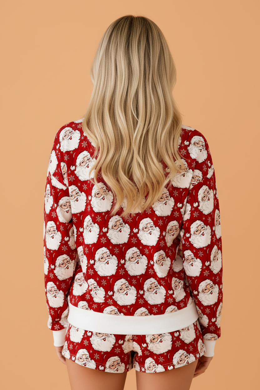 Christmas Long Sleeve Top & Shorts Lounge Set