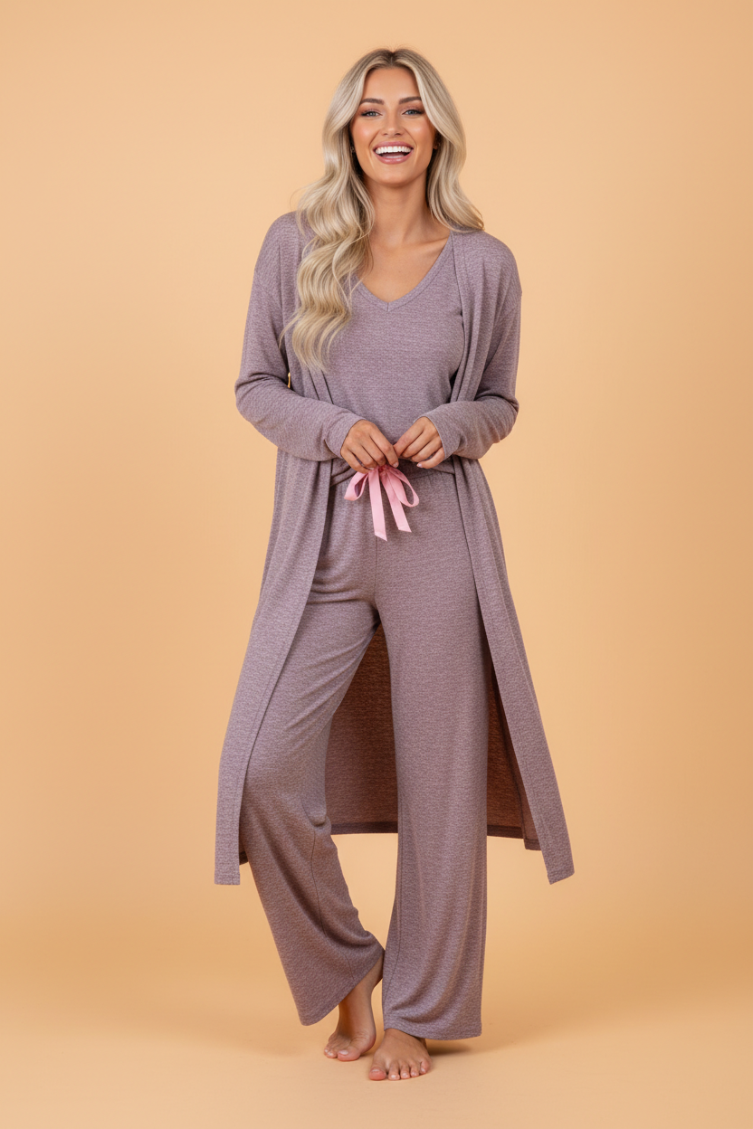 Duster Cardigan T-Shirt & Pants Lounge Set