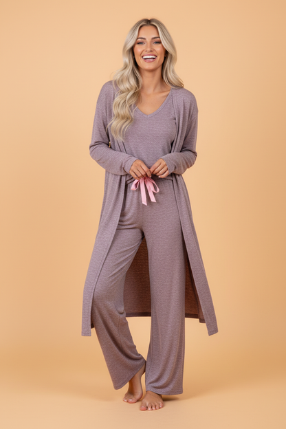 Duster Cardigan T-Shirt & Pants Lounge Set