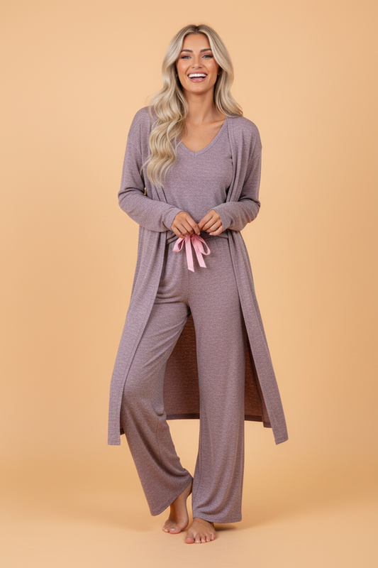 Duster Cardigan T-Shirt & Pants Lounge Set