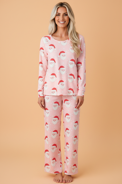 PRETTY BASH Christmas Santa Raglan Top & Pants Pajama Set