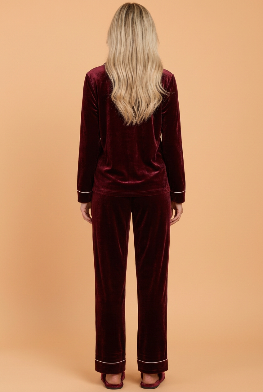 PRETTY BASH Velvet Long Sleeve Top & Pants Lounge Set