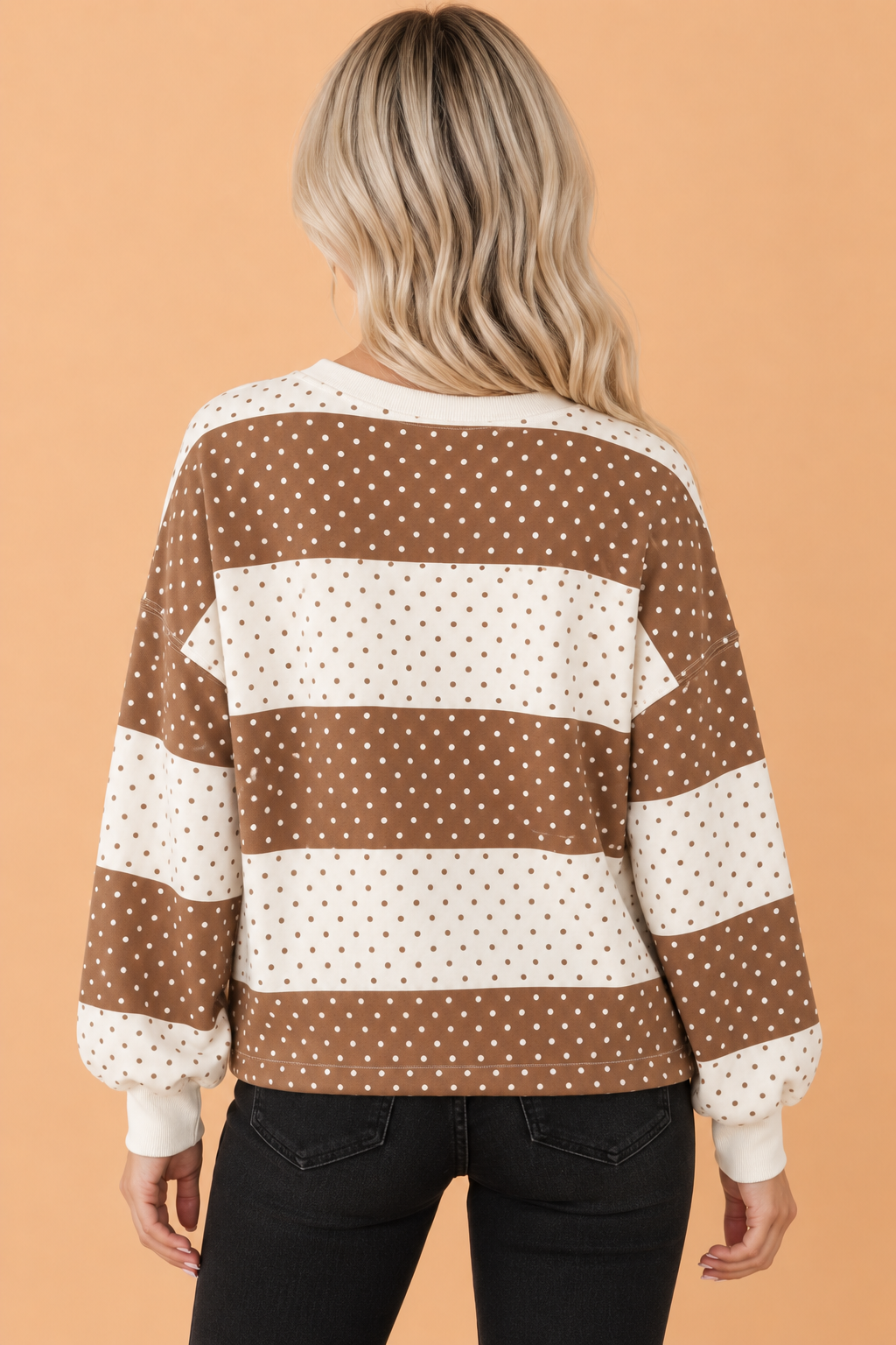 Polka Dot Colorblock Long Sleeve Top