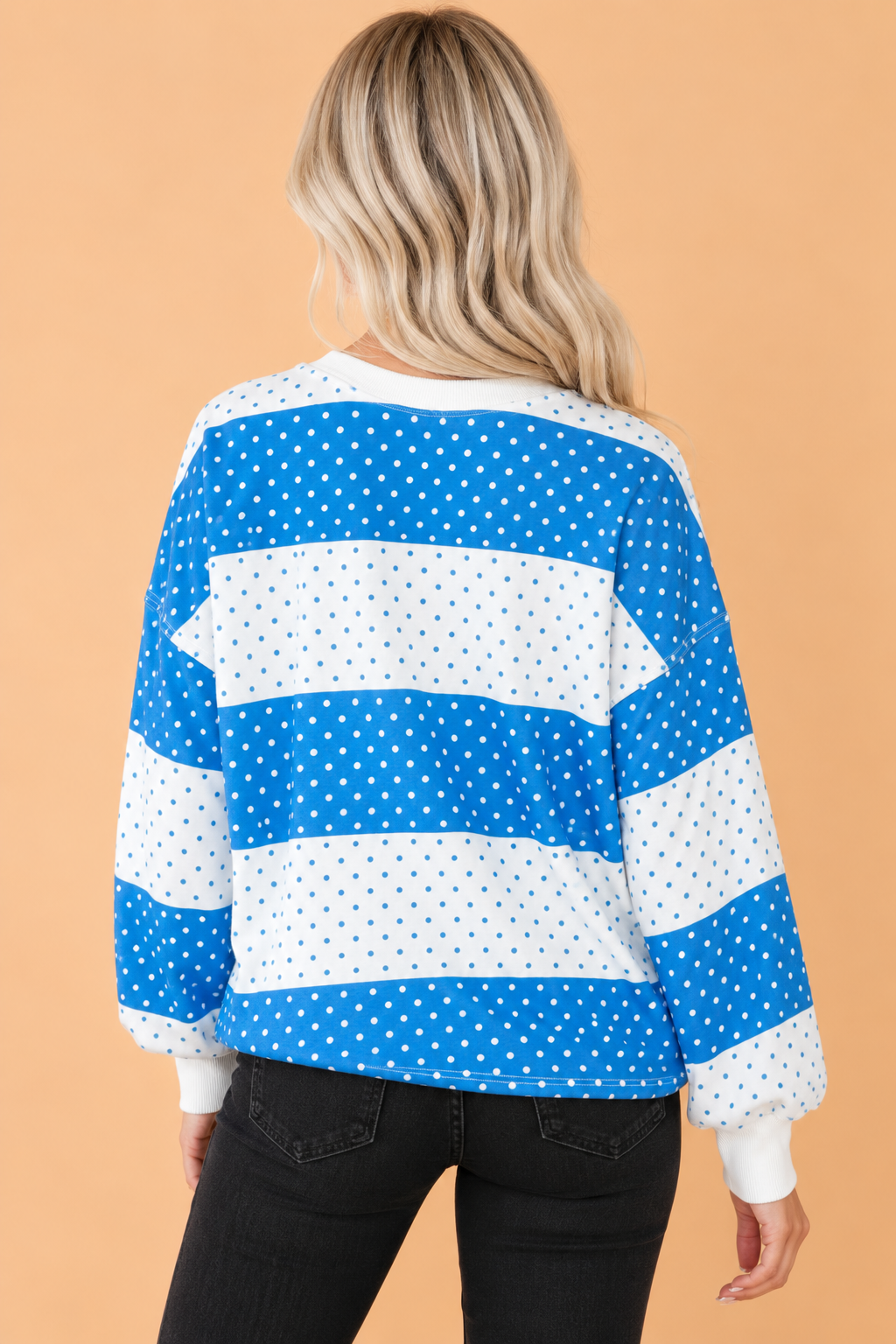 Polka Dot Colorblock Long Sleeve Top