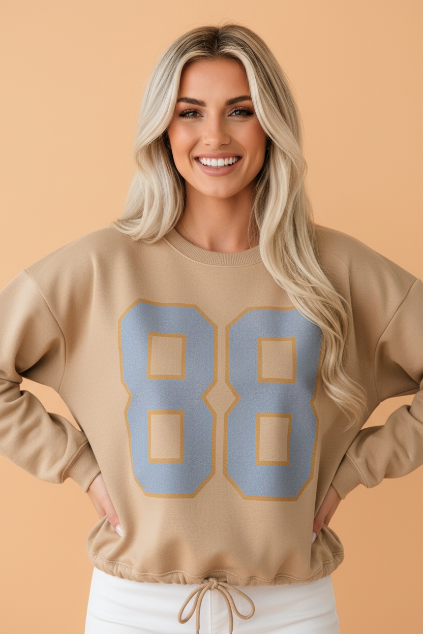88 Drawstring Hem Long Sleeve Top