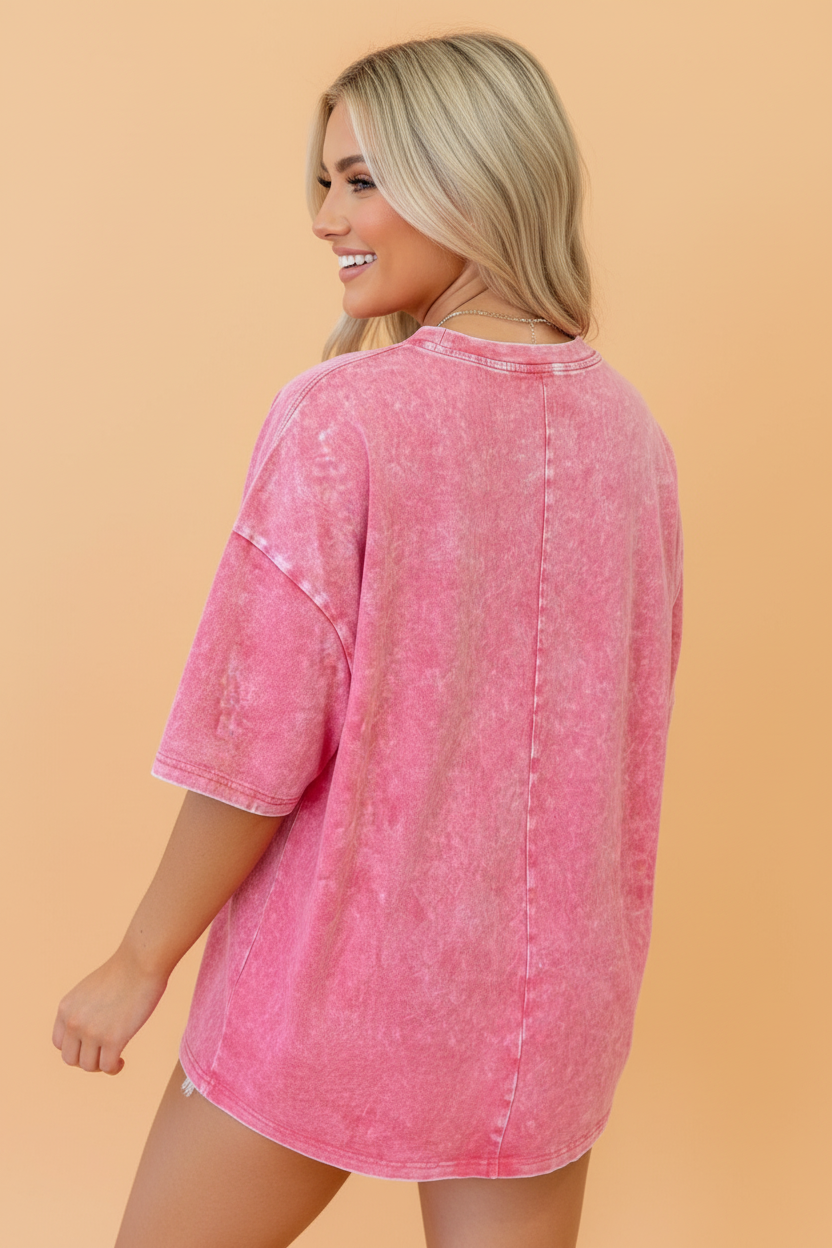 Solid Mineral Wash Short Sleeve Oversized Tee