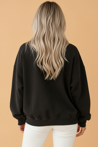 Solid Mock Neck Oversized Long Sleeve Sweatshirt