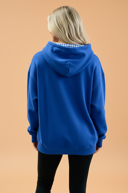 PRETTY BASH Gingham Patchwork Kangaroo Pocket Hoodie