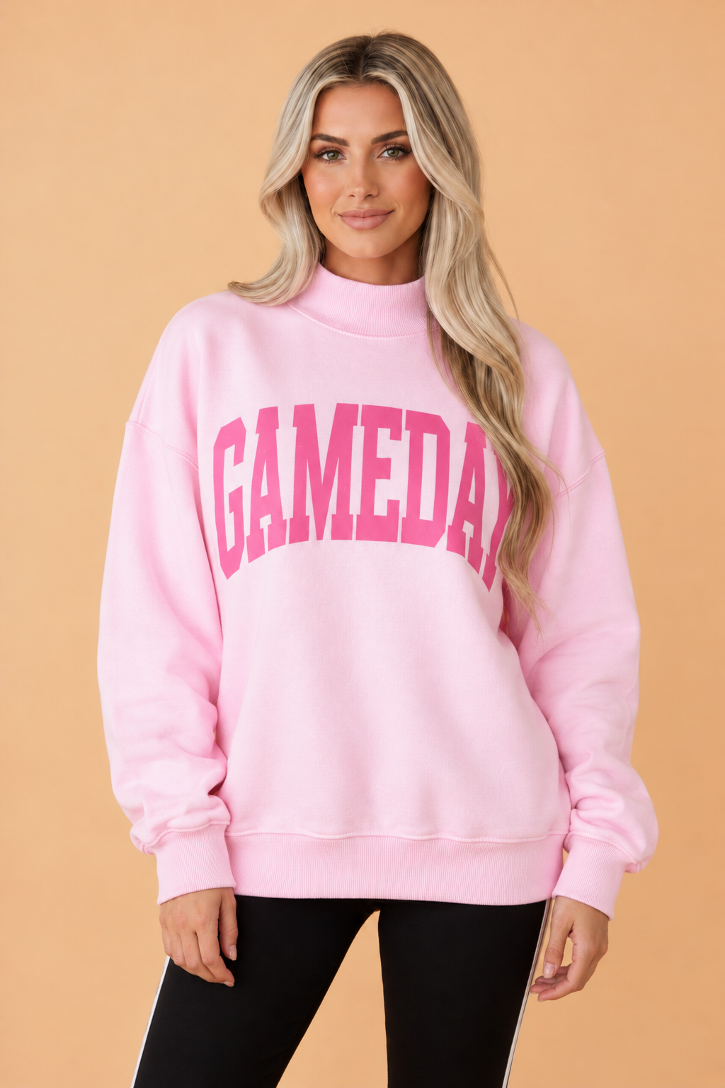 PRETTY BASH GAMEDAY Checker Reversible Mock Neck Sweatshirt