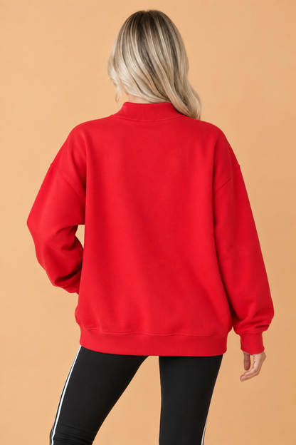 GAME DAY Checker Reversible Mock Neck Sweatshirt