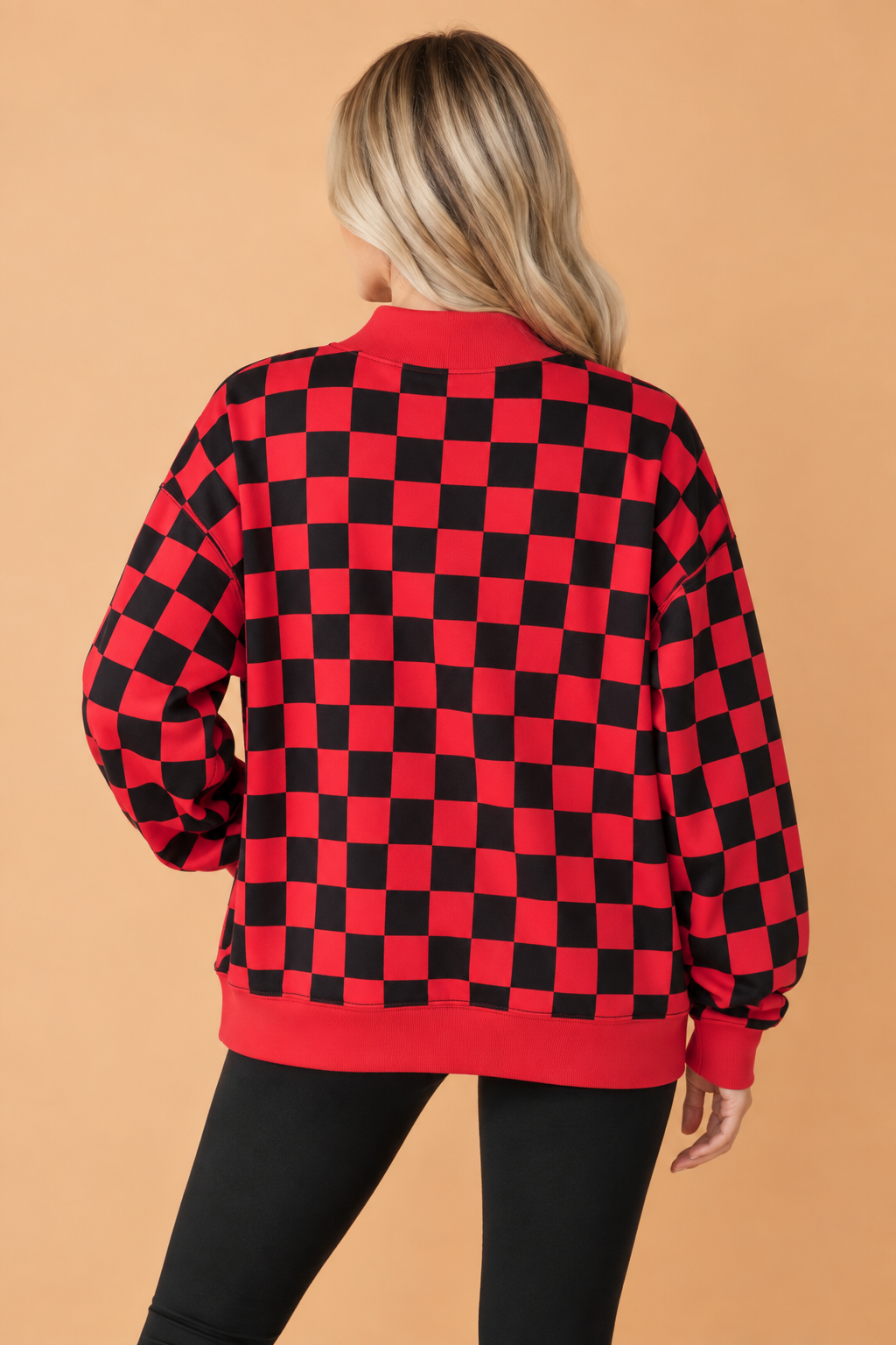 GAME DAY Checker Reversible Mock Neck Sweatshirt