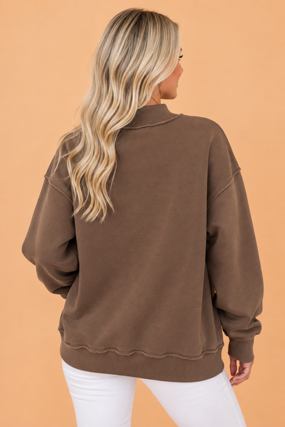 Jesus Saves Graphic Print Mock Neck Sweatshirt