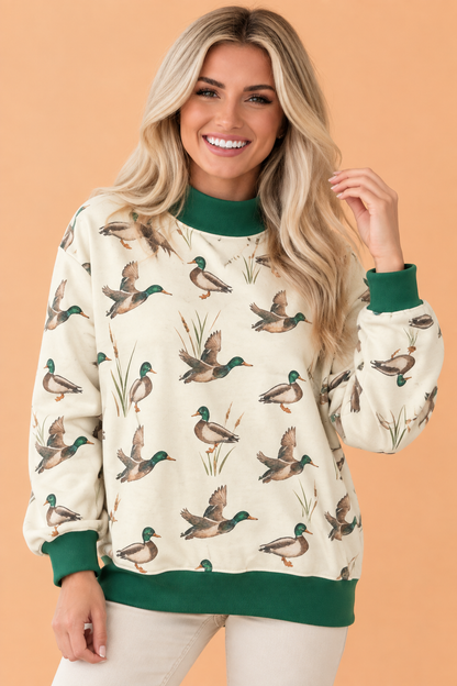Mallard Colorblock Trim Mock Neck Sweatshirt