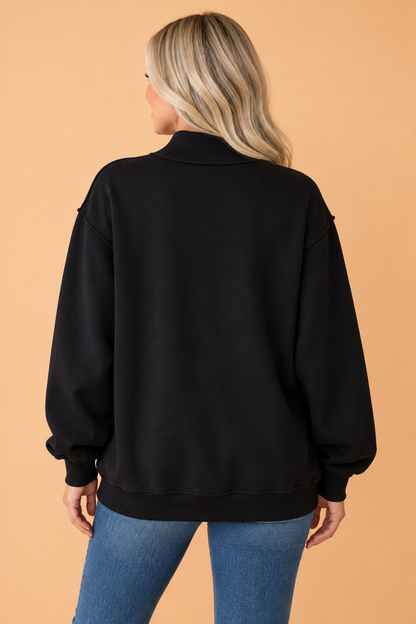 CHRIST IS KING Embroidered Mock Neck Sweatshirt