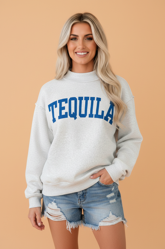 PRETTY BASH TEQUILA/HUNGOVER Reversible Mock Neck Sweatshirt