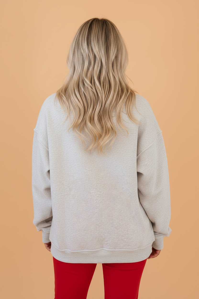 Saved By Grace Embroidered Graphic Mock Neck Sweatshirt