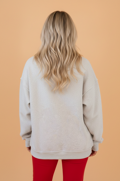 Saved By Grace Embroidered Graphic Mock Neck Sweatshirt