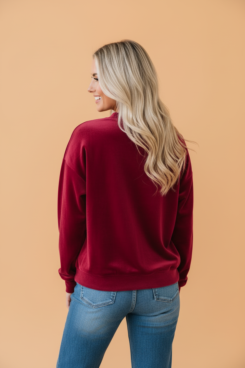 Christmas MERRY Polka Dot Letter Print Velvet Sweatshirt