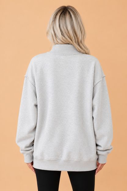 PRETTY BASH Christmas MERRY/JOLLY Embroidered Mock Neck Sweatshirt