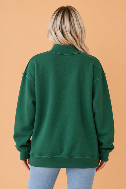 PRETTY BASH Christmas MERRY/JOLLY Embroidered Mock Neck Sweatshirt