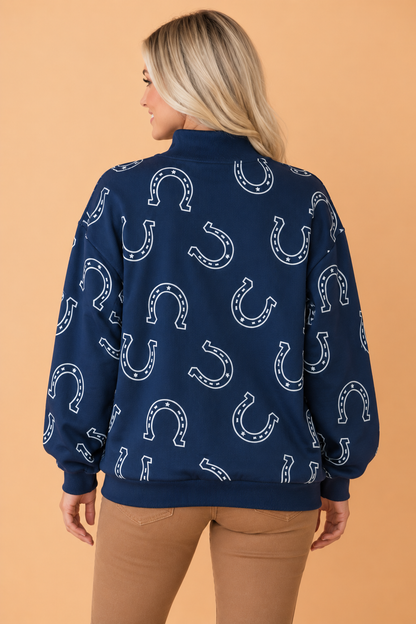 Western Horseshoe Graphic Mock Neck Sweatshirt