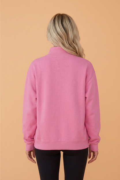 PRETTY BASH PRAY BIG Embroidered Floral Patch Mock Neck Sweatshirt