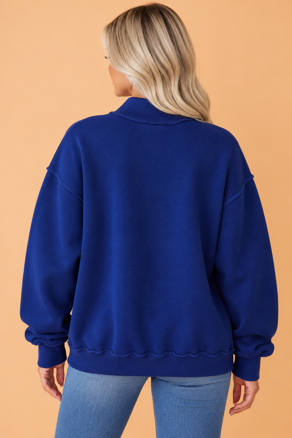 PRETTY BASH USA Gingham Exposed Seam Mock Neck Sweatshirt