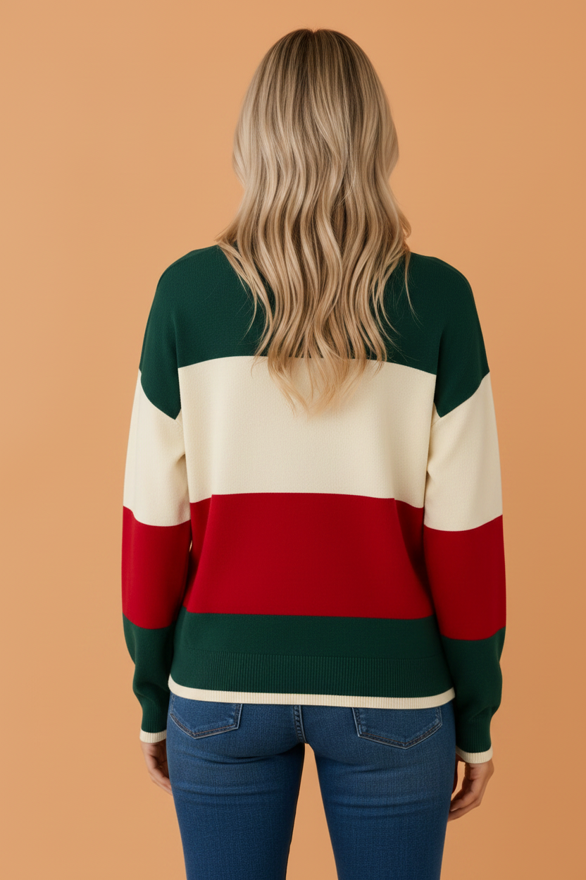 Christmas HOLLY JOLLY Sequin Colorblock Sweater