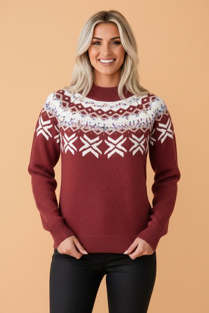 PRETTY BASH Christmas Geometric Fair Isle Raglan Sweater