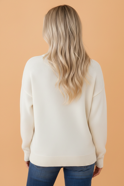 Western Floral Drop Shoulder Long Sleeve Sweater