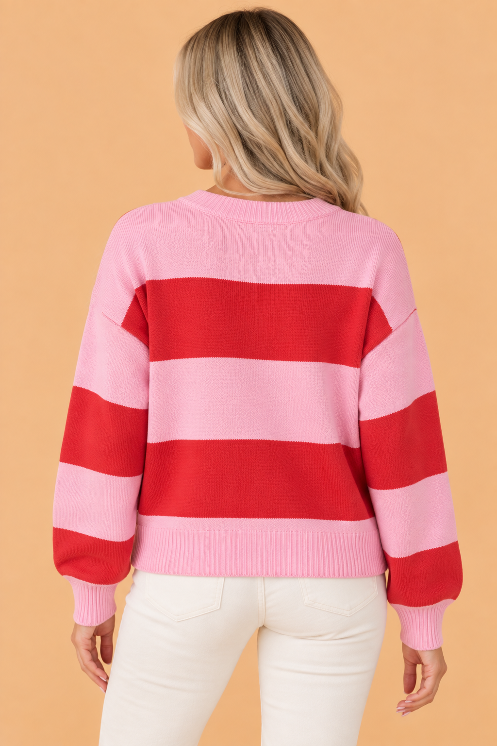 Christmas Holly Jolly Embroidered Stripe Sweater
