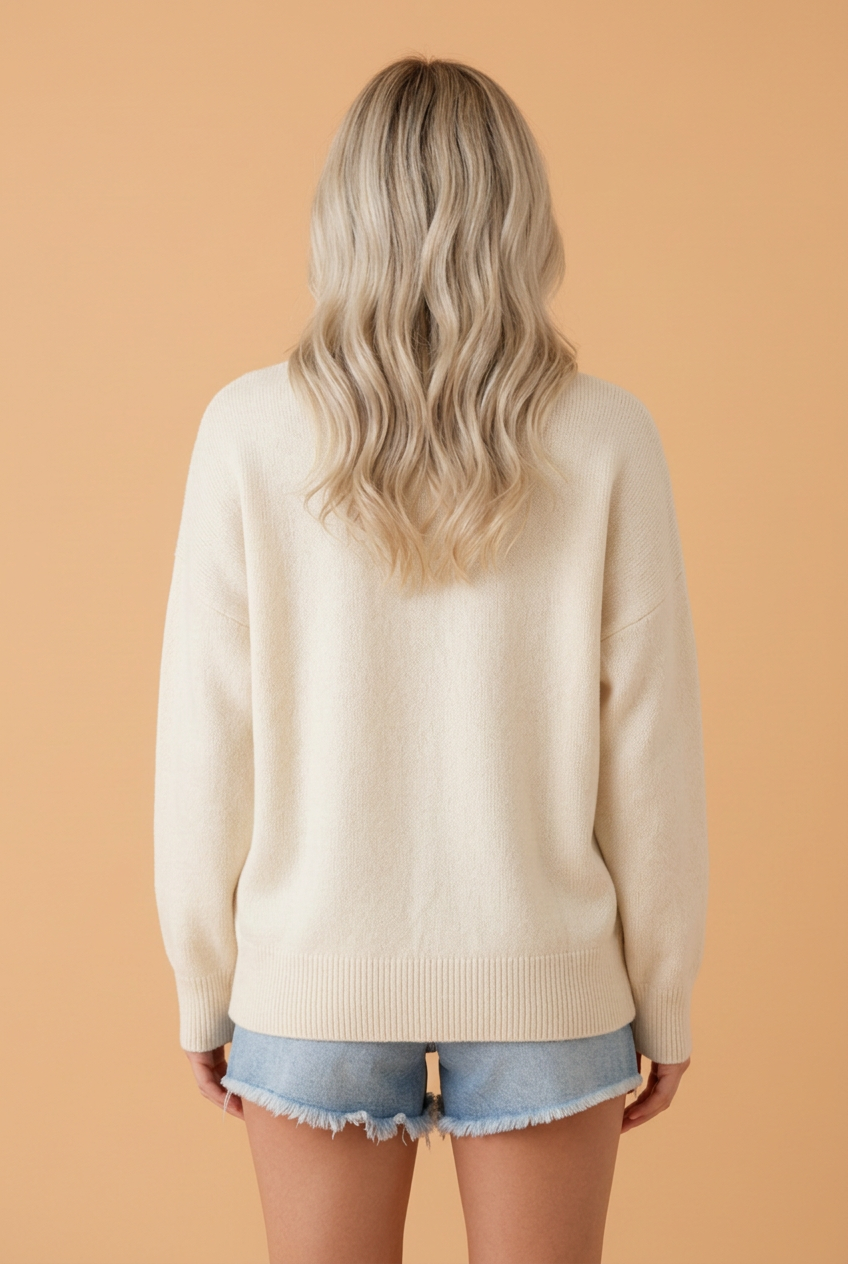 PRETTY BASH Jesus Textured Letter Print Long Sleeve Sweater