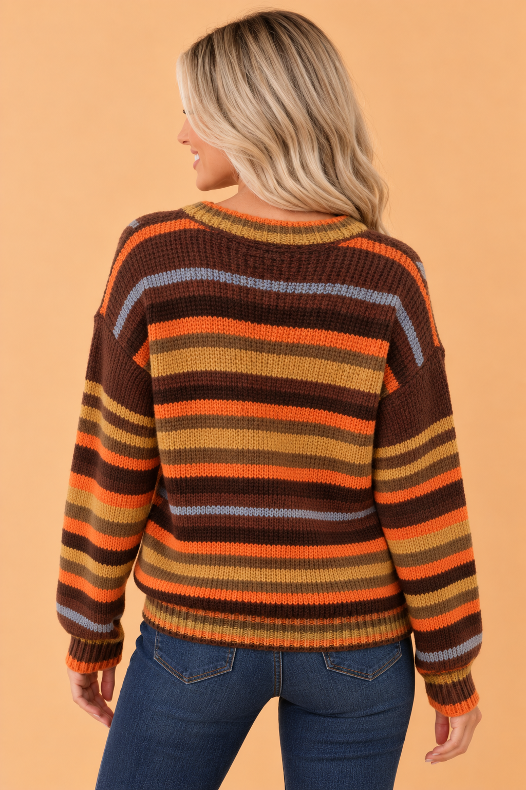 Stripe Round Neck Drop Shoulder Sweater