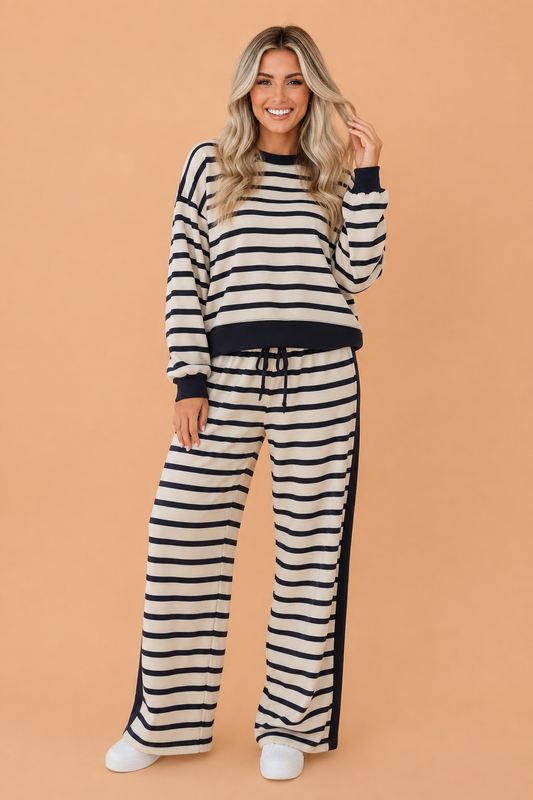Stripe Colorblock Long Sleeve Top & Pants Set