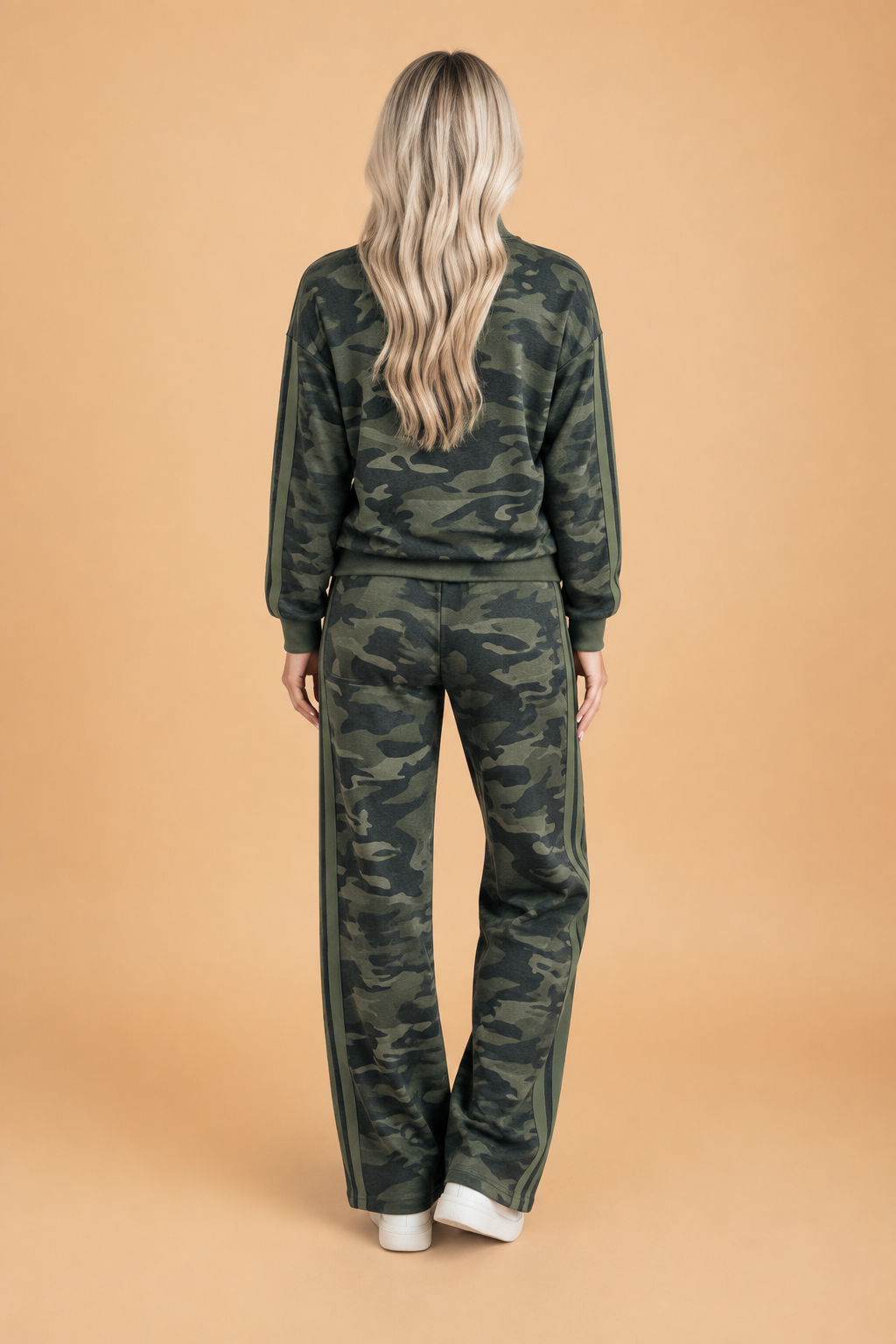 PRETTY BASH Camo Side Stripe Long Sleeve Top & Pants Set