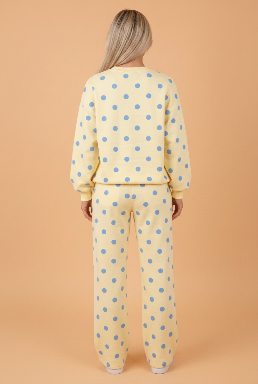 PRETTY BASH Polka Dot Puff Sleeve Top & Pants Set