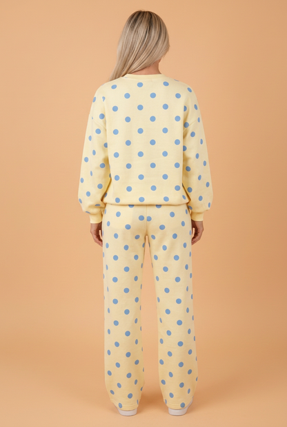 PRETTY BASH Polka Dot Puff Sleeve Top & Pants Set